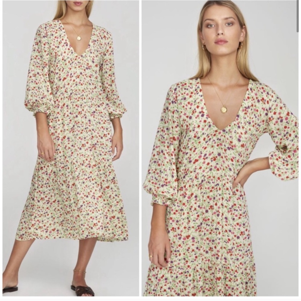 EUC Faithfull the Brand Les Fleurs Midi Dress